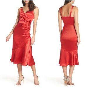 Elegant Red Satin Dress chelsea28 New